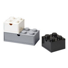 ​Набір органайзерів з висувними ящиками Цеглинки LEGO Lifestyle білий, сірий, чорний (43250801)