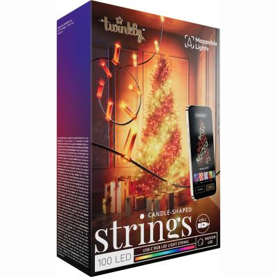 ​Гірлянда Smart LED Twinkly Strings Candle RGB 100 IP20 6м USB-C кабель зелений (TWKC100RGB-G)