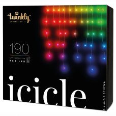 ​Гірлянда Smart LED Twinkly Icicle RGB 190 IP44 5м кабель прозорий (TWI190STP-TEU)