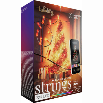 ​Гірлянда Smart LED Twinkly Strings Candle RGB 200 IP20 12м USB-C кабель зелений (TWKC200RGB-G)
