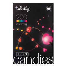 ​Гірлянда Smart LED Twinkly Candies Heart RGB 200 IP20 12м USB-C кабель зелений (TWKH200RGB-G)