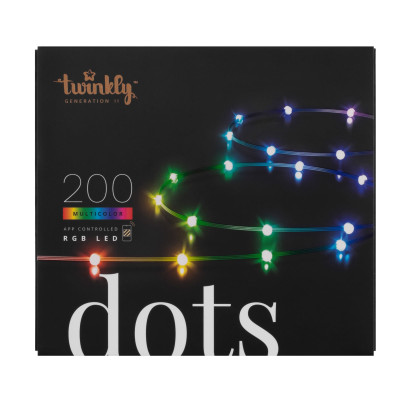 ​Гірлянда Smart LED Twinkly Dots Lights RGB 200 IP44 10м кабель чорний (TWD200STP-BEU)