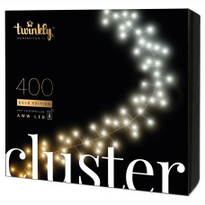 ​Гірлянда Smart LED Twinkly Cluster AWW 400 IP44 6м кабель чорний (TWC400GOP-BEU)