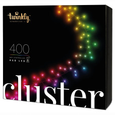 ​Гірлянда Smart LED Twinkly Cluster RGB 400 IP44 6м кабель чорний (TWC400STP-BEU)