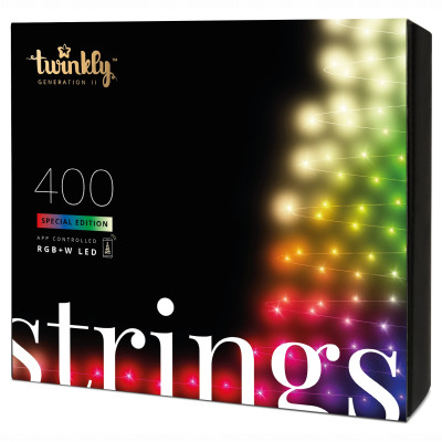 ​Гірлянда Smart LED Twinkly Strings RGBW 400 IP44 32м кабель чорний (TWS400SPP-BEU)