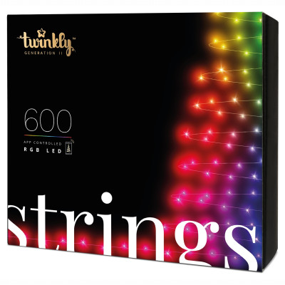 ​Гірлянда Smart LED Twinkly Strings RGB 600 IP44 48м кабель чорний (TWS600STP-BEU)