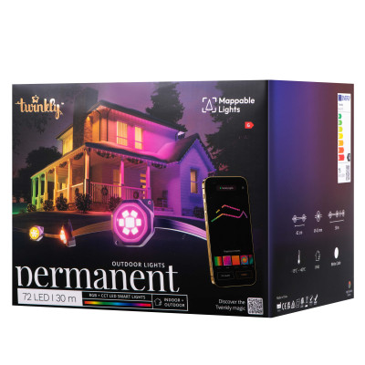 ​Гірлянда Smart LED Twinkly Permanent Light RGB72 IP65 кабель білий (TWPL072STP-TEU)