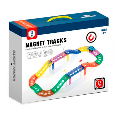 Магнітний конструктор Dezhi Дорога з машинкою 27 деталей (HD387A)