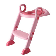 ​Дитяче сидіння зі сходинками на унітаз Babyhood з поліуретановим кільцем рожеве (BH-122P)
