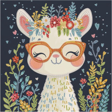 Алмазна картина Brushme Лама в квітах 25 х 25 см (DBS52201)