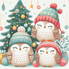 Картина за номерами Art Craft Різдвяні совенята 40 х 40 см (11586-AC)