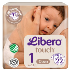Підгузки Libero Touch Open 1 2-5 кг 22 шт (7322541070230)