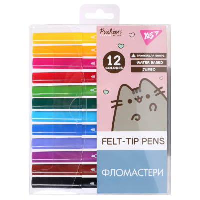Фломастери Yes Jumbo Pusheen 12 кольорів (650589) в Полтаве Фломастери Yes Jumbo Pusheen 12 кольорів (650589) в Полтаве