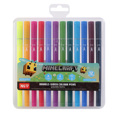 ​Фломастери двосторонні Yes Minecraft Spring 12 кольорів (650596)