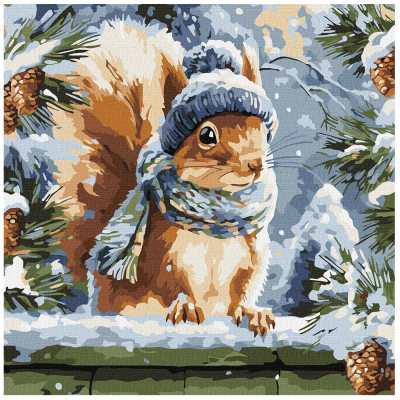 Картина за номерами Ідейка Зимове білченя 40х40 см (KHO6841) Картина за номерами Ідейка Зимове білченя 40х40 см (KHO6841)