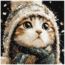 Картина за номерами Ідейка Сніговий котик 40х40 см (KHO6847)
