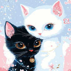 Картина за номерами Strateg Пухнаста дружба котиків 30 х 30 см (ES-0914)