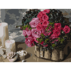 Картина за номерами Strateg Рожевий букет 30 х 40 см (SS-1266)