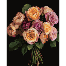 Картина за номерами Strateg Помаранчевий букет на чорному фоні 40 х 50 см (AH1279)
