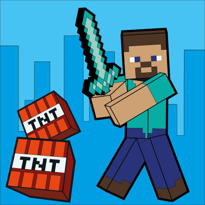 ​Картина за номерами Santi Майнкрафт Стів та алмазний меч LED підсвітка 25 х 25 см (954927)