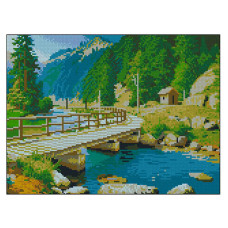 Алмазна картина Strateg Міст у горах (4823113898526)