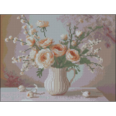 Алмазна картина Strateg Кремові квіти 30 х 40 см (FZ3040-19)