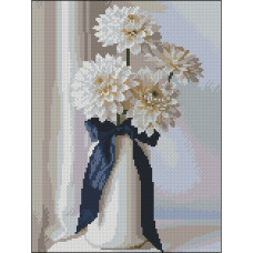 Алмазна картина Strateg Білі жоржини 30 х 40 см (FZ3040-21)