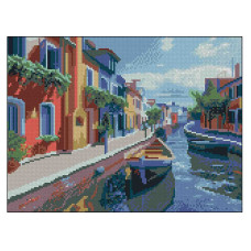 Алмазна картина Strateg Вуличка з човнами (4823113898281)