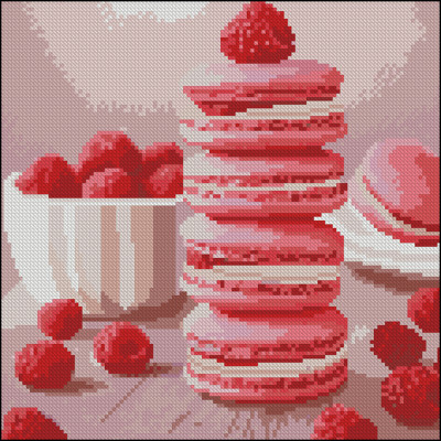 Алмазна картина Strateg Малинові макарони 30 х 30 см (FZ3030-33)