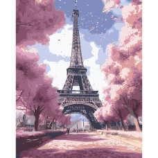 Картина за номерами Strateg Рожева Ейфелева вежа 40 х 50 (VG023)