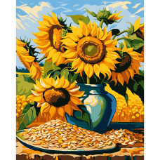 Картина за номерами Strateg Соняшники у вазі 40 х 50 см (VG027)
