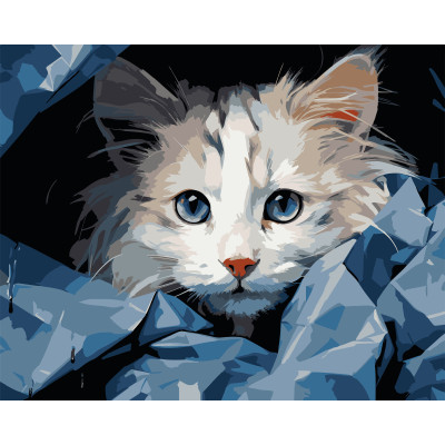 Картина за номерами Strateg Блакитнооке кошеня  40 х 50 (VG050)