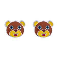 Сережки UmaUmi Zoo Ведмедик з коричневою і жовтою емаллю (2210000031715)