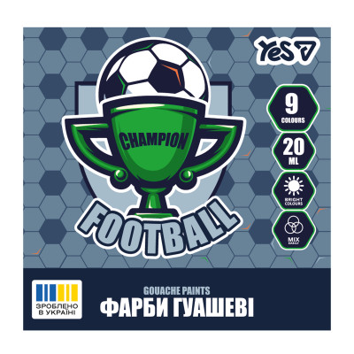 ​Фарби гуаш Yes Football 9 кольорів (230452)