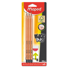 Набір олівців графітових Maped Black HB з гумкою 6 шт (MP.850017FC)