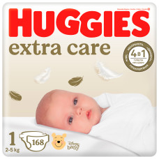 Підгузки Huggies Extra Care, розмір 1, 2-5 кг, 168 шт.