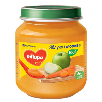 Фруктово-овочеве пюре Milupa Яблуко і морква, з 6 міс., 125 г в Ровном Фруктово-овочеве пюре Milupa Яблуко і морква, з 6 міс., 125 г в Ровном