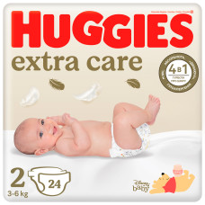 Підгузки Huggies Extra Care, розмір 2, 3-6 кг, 24 шт.