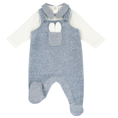 Комплект Moon Bunny: боді та велюровий напівкомбінезон