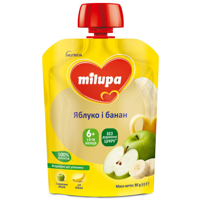Фруктове пюре Milupa Яблуко і банан, з 6 міс., 80 г в Ровном Фруктове пюре Milupa Яблуко і банан, з 6 міс., 80 г в Ровном