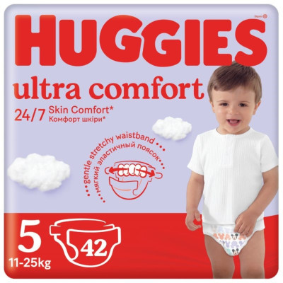 Підгузки Huggies Ultra Comfort, розмір 5, 11-25 кг, 42 шт.