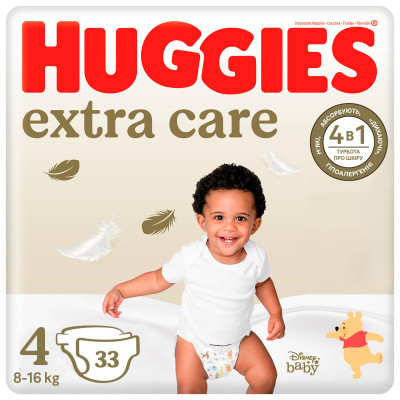 Підгузки Huggies Extra Care, розмір 4, 8-16 кг, 33 шт. в Полтаве