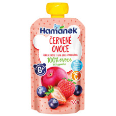 Фруктове пюре Hamanek з яблука, полуниці та чорниці, з 6 міс.,100 г
