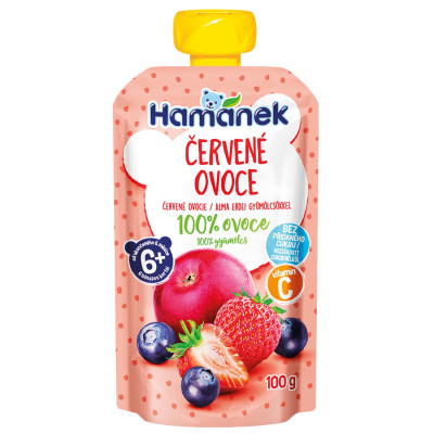 Фруктове пюре Hamanek з яблука, полуниці та чорниці, з 6 міс.,100 г Фруктове пюре Hamanek з яблука, полуниці та чорниці, з 6 міс.,100 г