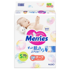 Підгузки Merries, розмір S, 4-8 кг, 70 шт.