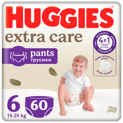 Підгузки-трусики Huggies Extra Care, розмір 6, 15-25 кг, 60 шт. в Чернигове Підгузки-трусики Huggies Extra Care, розмір 6, 15-25 кг, 60 шт. в Чернигове