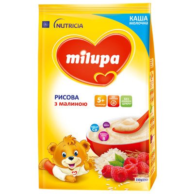 Молочна рисова каша Milupa з малиною, з 5 міс., 210 г в Ровном Молочна рисова каша Milupa з малиною, з 5 міс., 210 г в Ровном