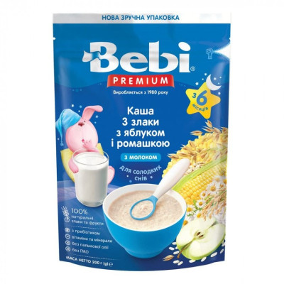 Каша молочна Bebi Premium 3 злаки з яблуком і ромашкою, з 6 міс., 200 г в Ровном Каша молочна Bebi Premium 3 злаки з яблуком і ромашкою, з 6 міс., 200 г в Ровном