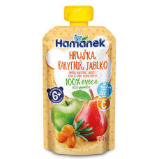 Фруктове пюре Hamanek Яблуко з грушею та обліпихою, з 6 міс., 100 г
