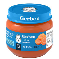 Овочеве пюре Gerber Морква, з 6 міс., 80 г Овочеве пюре Gerber Морква, з 6 міс., 80 г